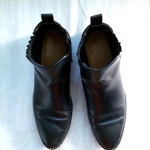 Zara TRF Black Slide Ankle Boots Nailhead Studded Accent Size 39